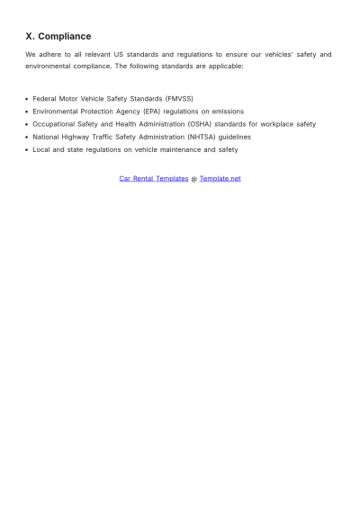 Free Car Rental Maintenance Procedure Template to Edit Online