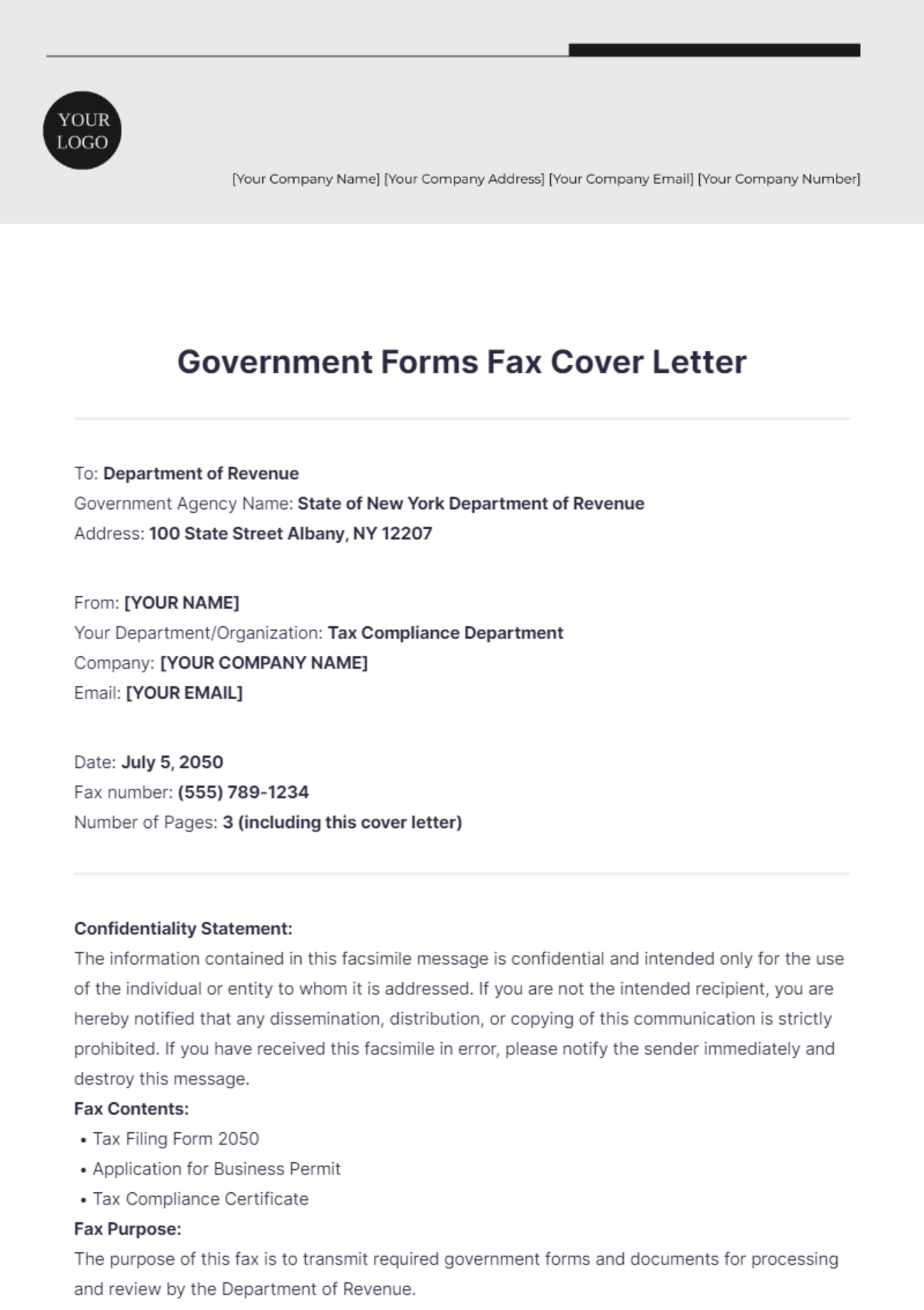 Government Forms Fax Cover Letter - Edit Online & Download