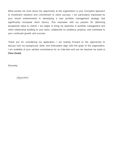 Free Investment Sales Manager Cover Letter to Edit Online