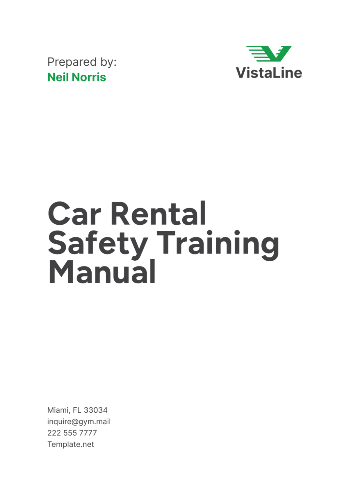 Car Rental Safety Training Manual Template