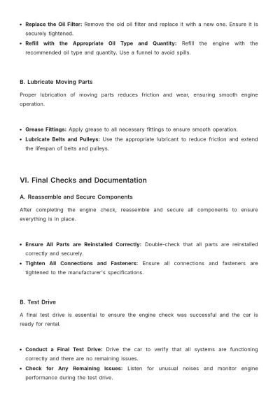 Free Car Rental Engine Check Procedure Template to Edit Online