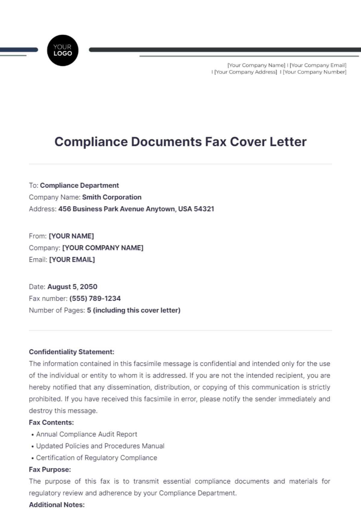 Compliance Documents Fax Cover Letter - Edit Online & Download