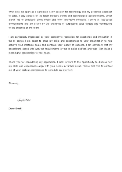 Free IT Sales Manager Cover Letter to Edit Online