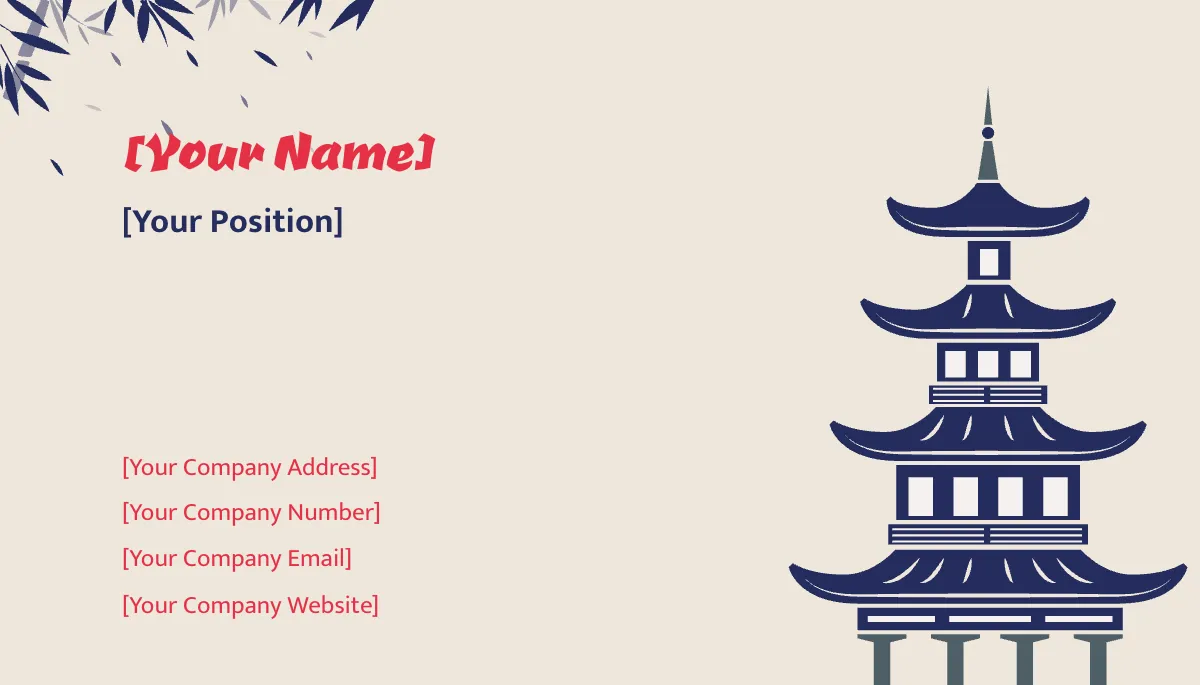 Free Japanese Business Card Template to Edit Online