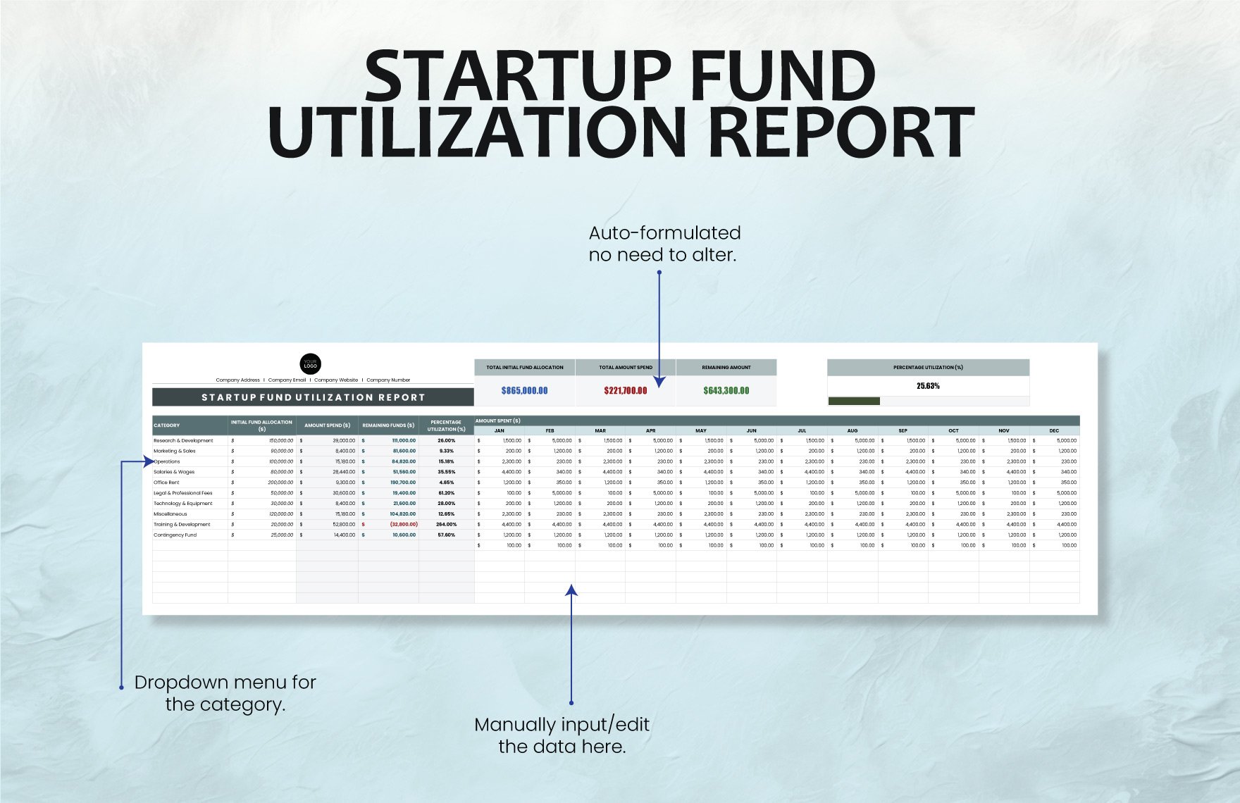 Startup Fund Utilization Report Template