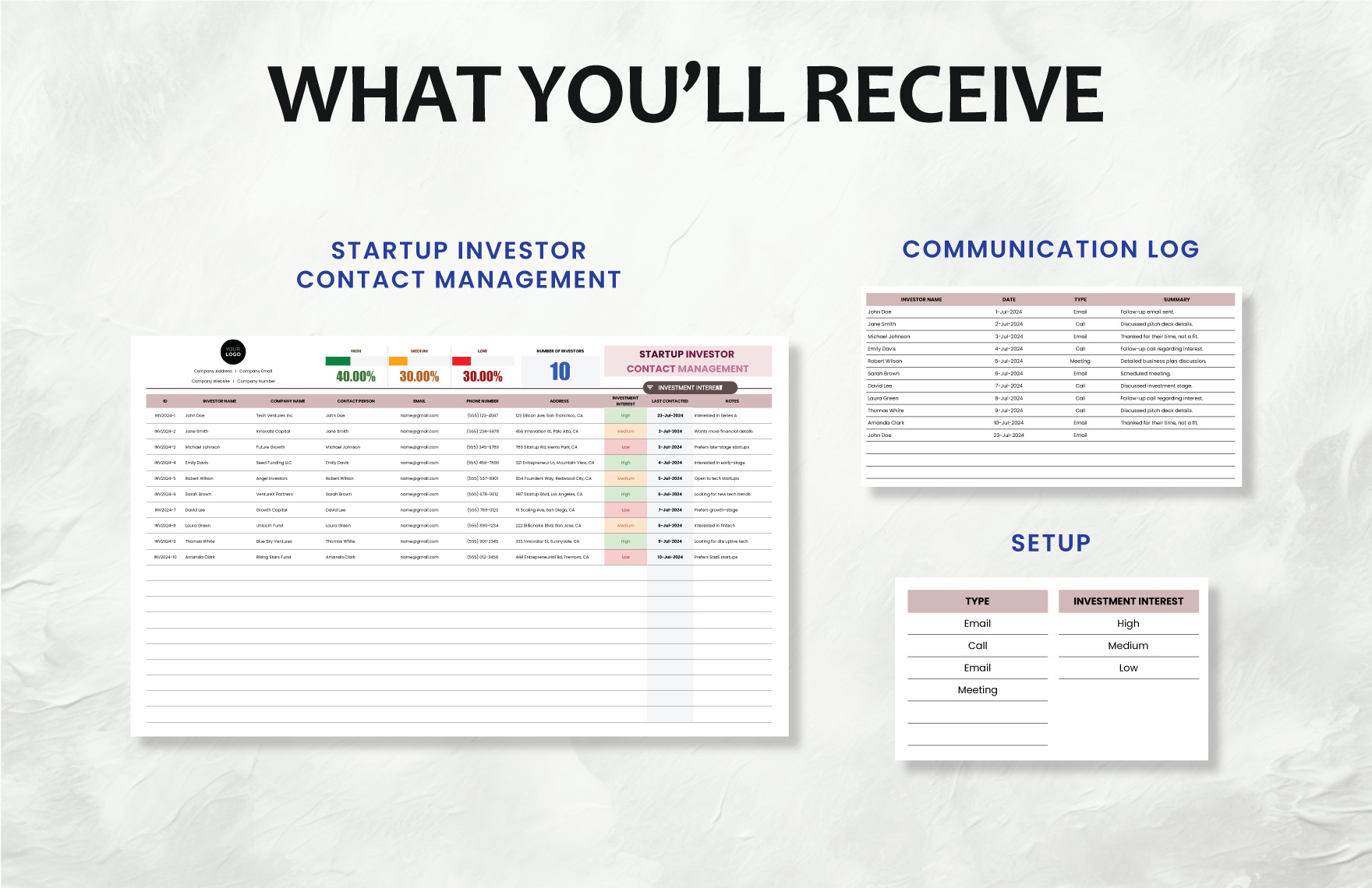 Startup Investor Contact Management Template