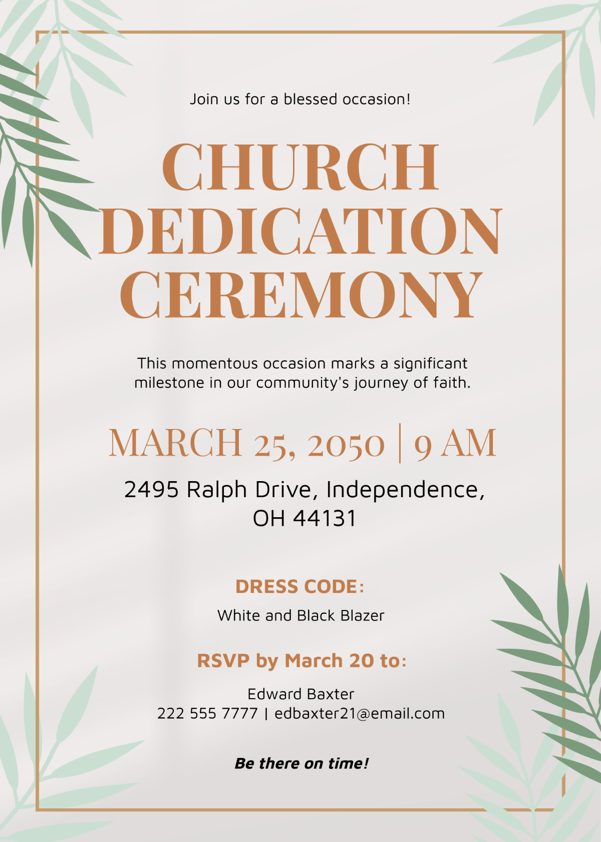 Church Dedication Invitation