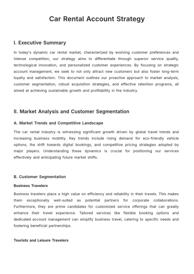 Free Car Rental Account Strategy Template to Edit Online