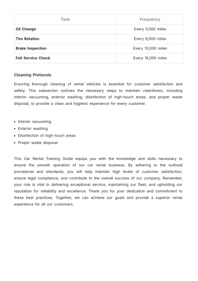 Free Car Rental Training Guide Template to Edit Online