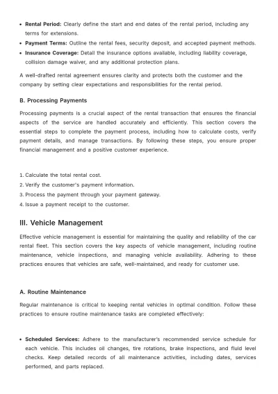 Free Car Rental Training Guide Template to Edit Online