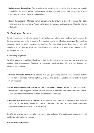 Free Car Rental Training Guide Template to Edit Online