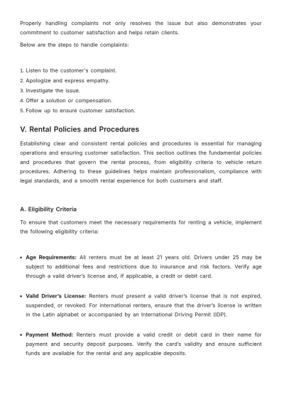 Free Car Rental Training Guide Template to Edit Online