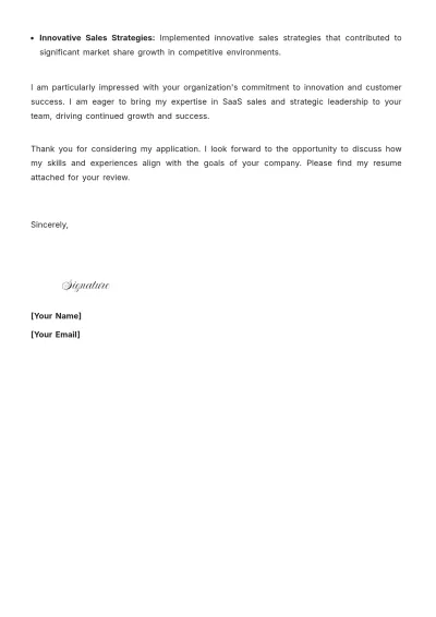 Free SaaS Sales Manager Cover Letter to Edit Online