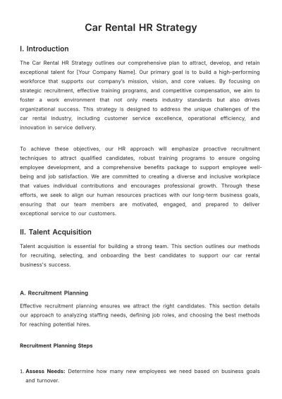 Free Car Rental HR Strategy Template to Edit Online