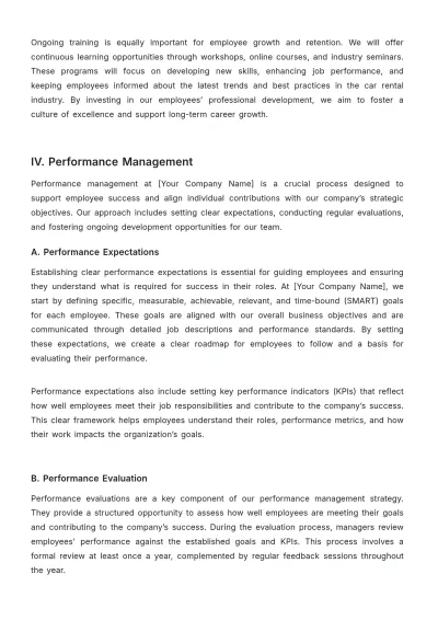 Free Car Rental HR Strategy Template to Edit Online