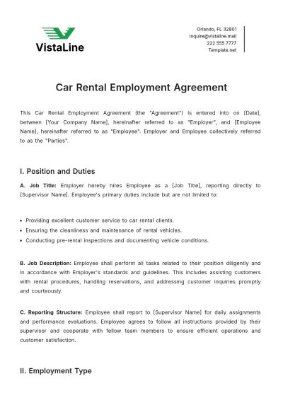 Free Car Rental Employment Agreement Template to Edit Online