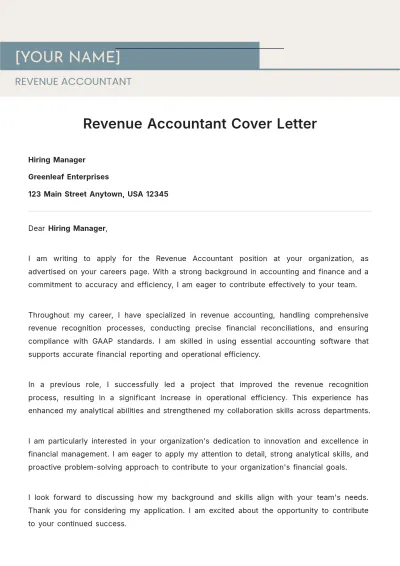 Free Revenue Accountant Cover Letter to Edit Online