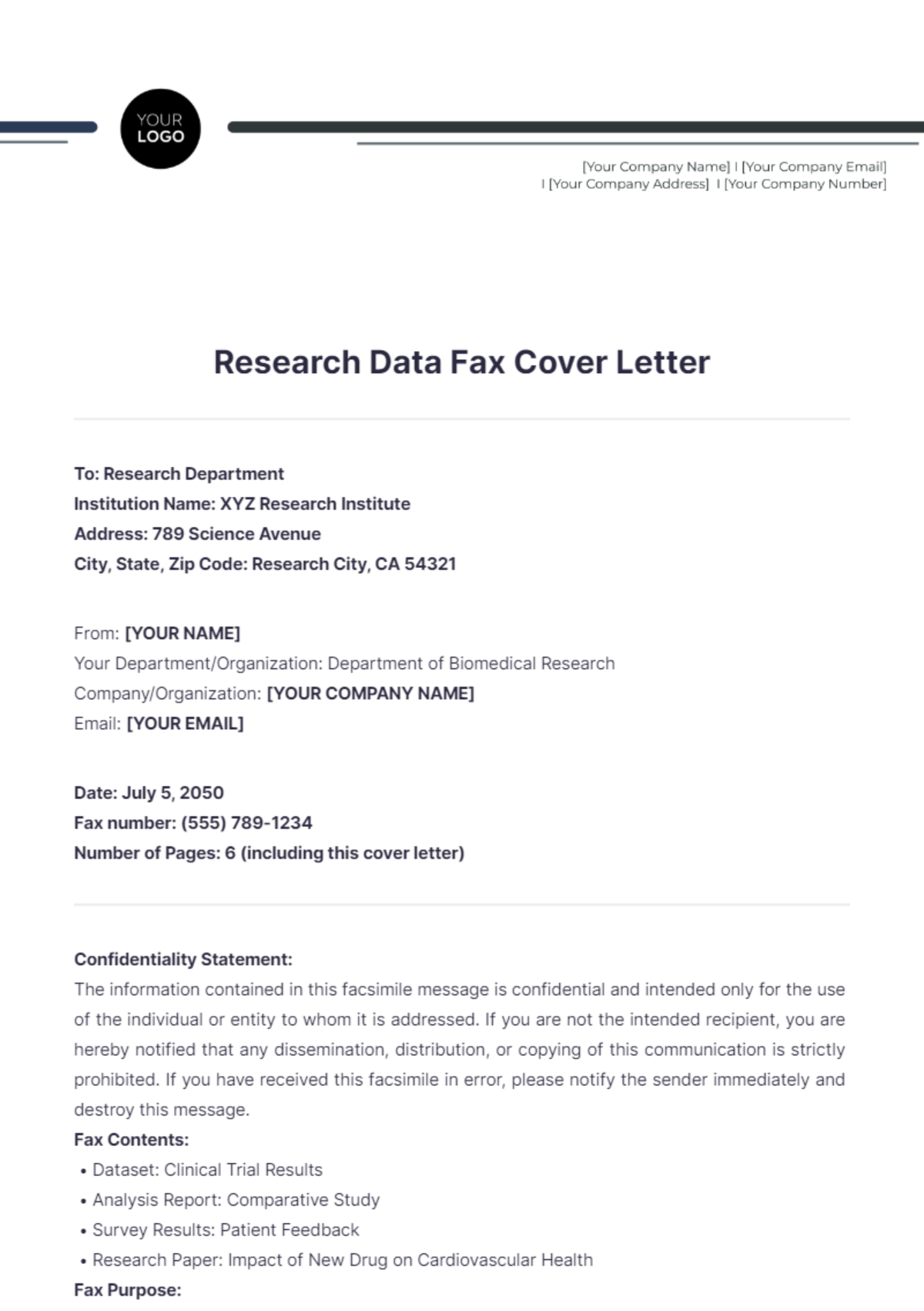 Research Data Fax Cover Letter - Edit Online & Download