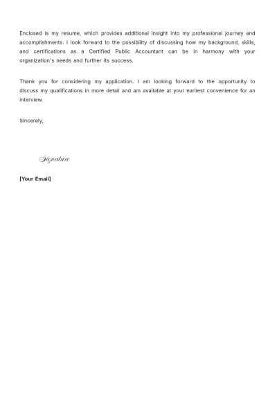 Free Certified Public Accountant Cover Letter to Edit Online