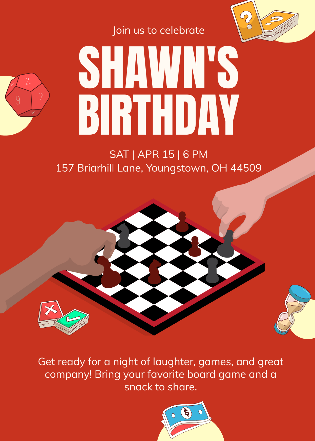 birthday game night Invitation