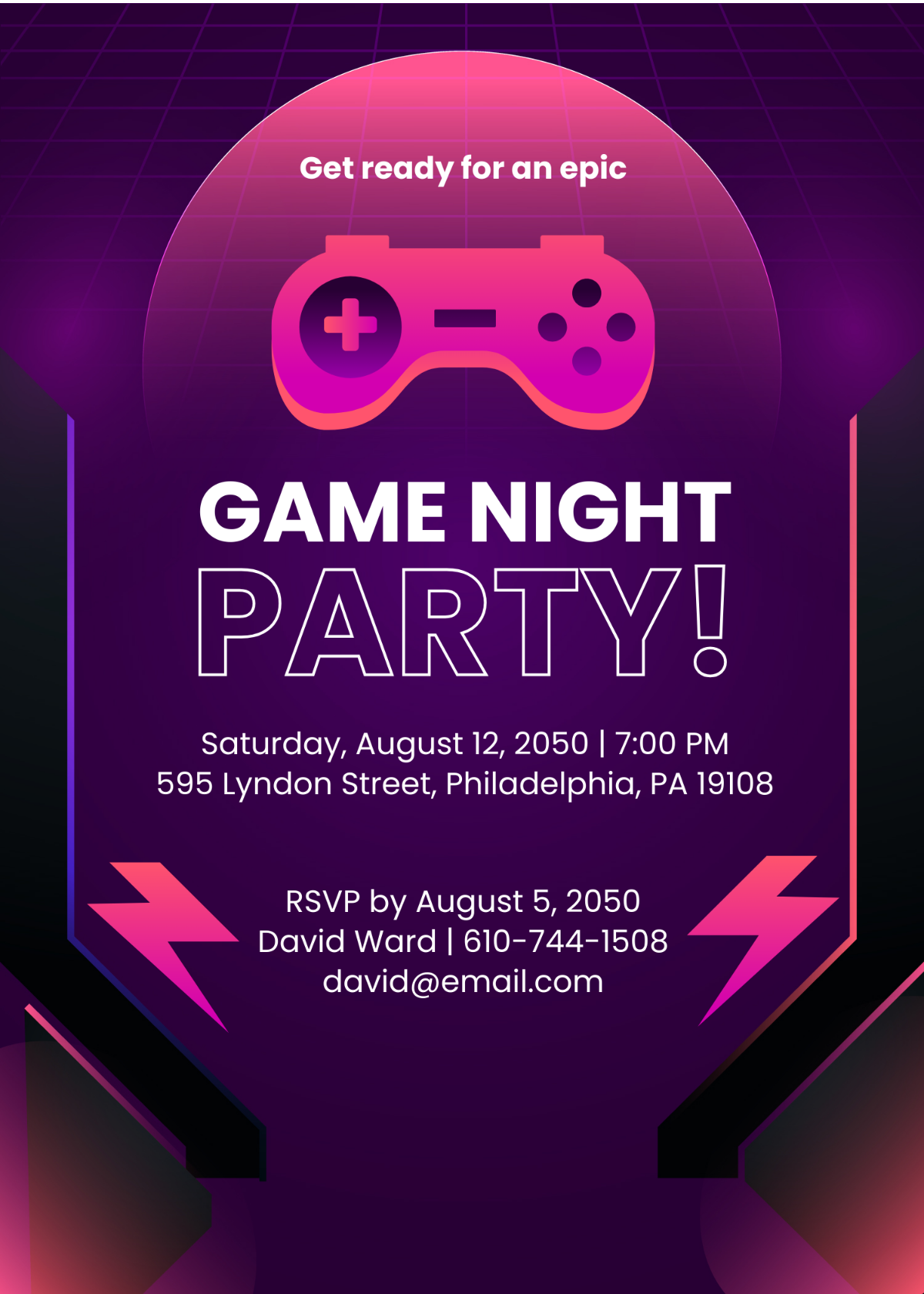 Game Night Party Invitation