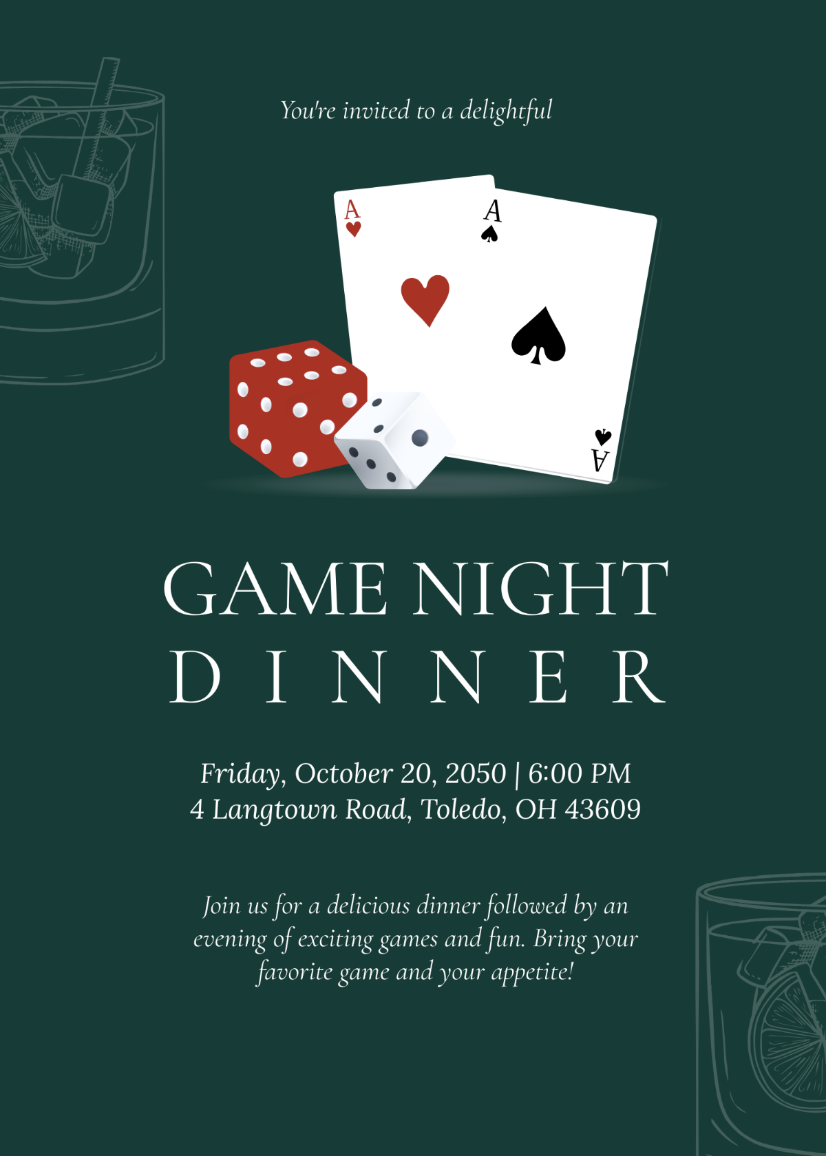 Game Night Dinner Invitation