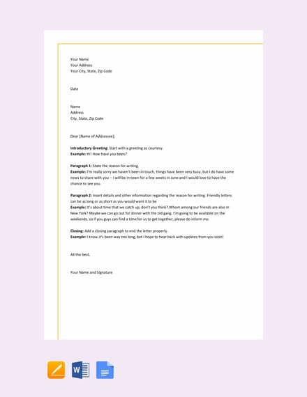 Free Sample Friendly Letter To A Friend Template Download 1440