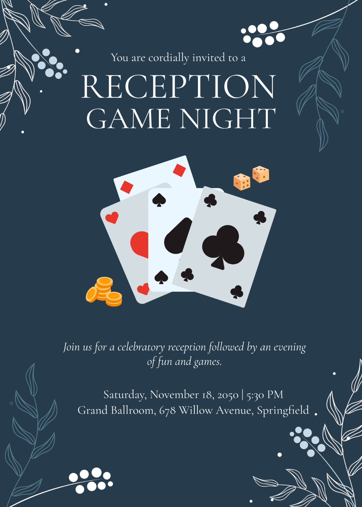 Reception Game Night Invitation