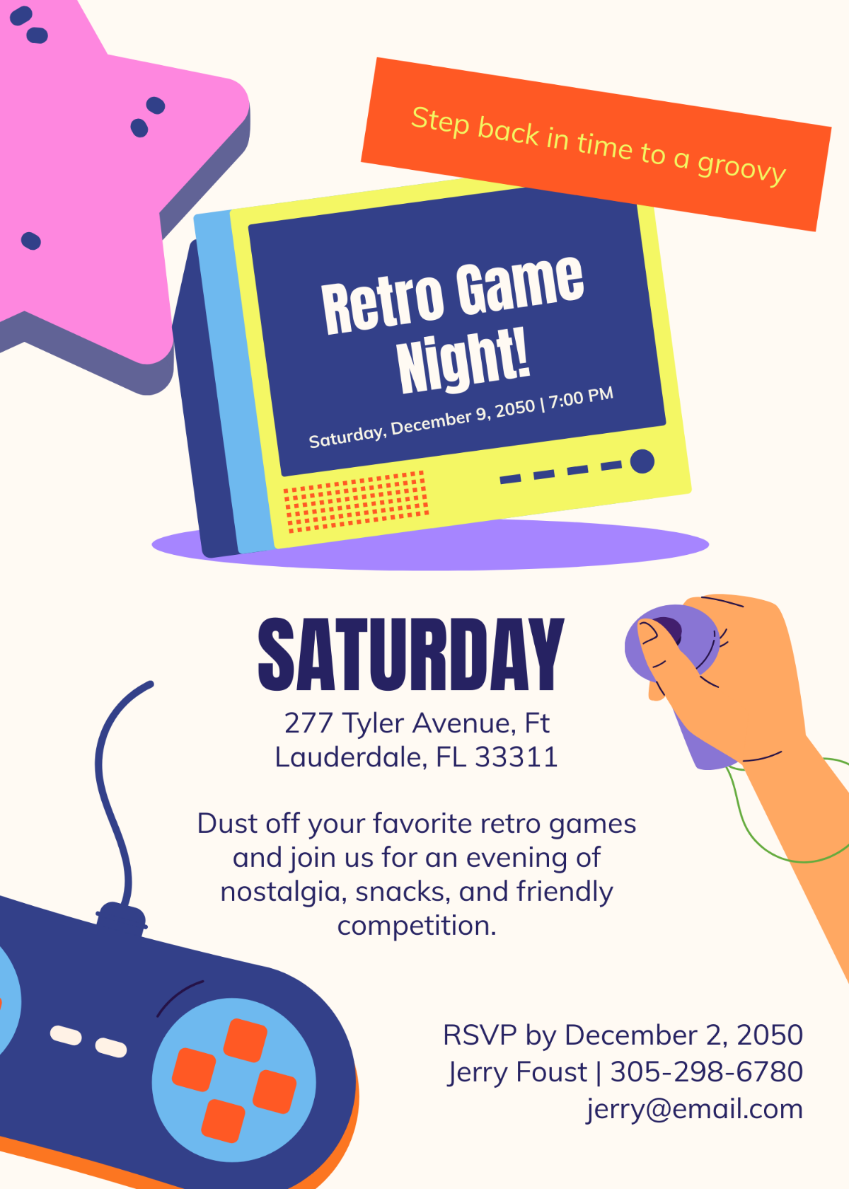 Retro Game Night Invitation