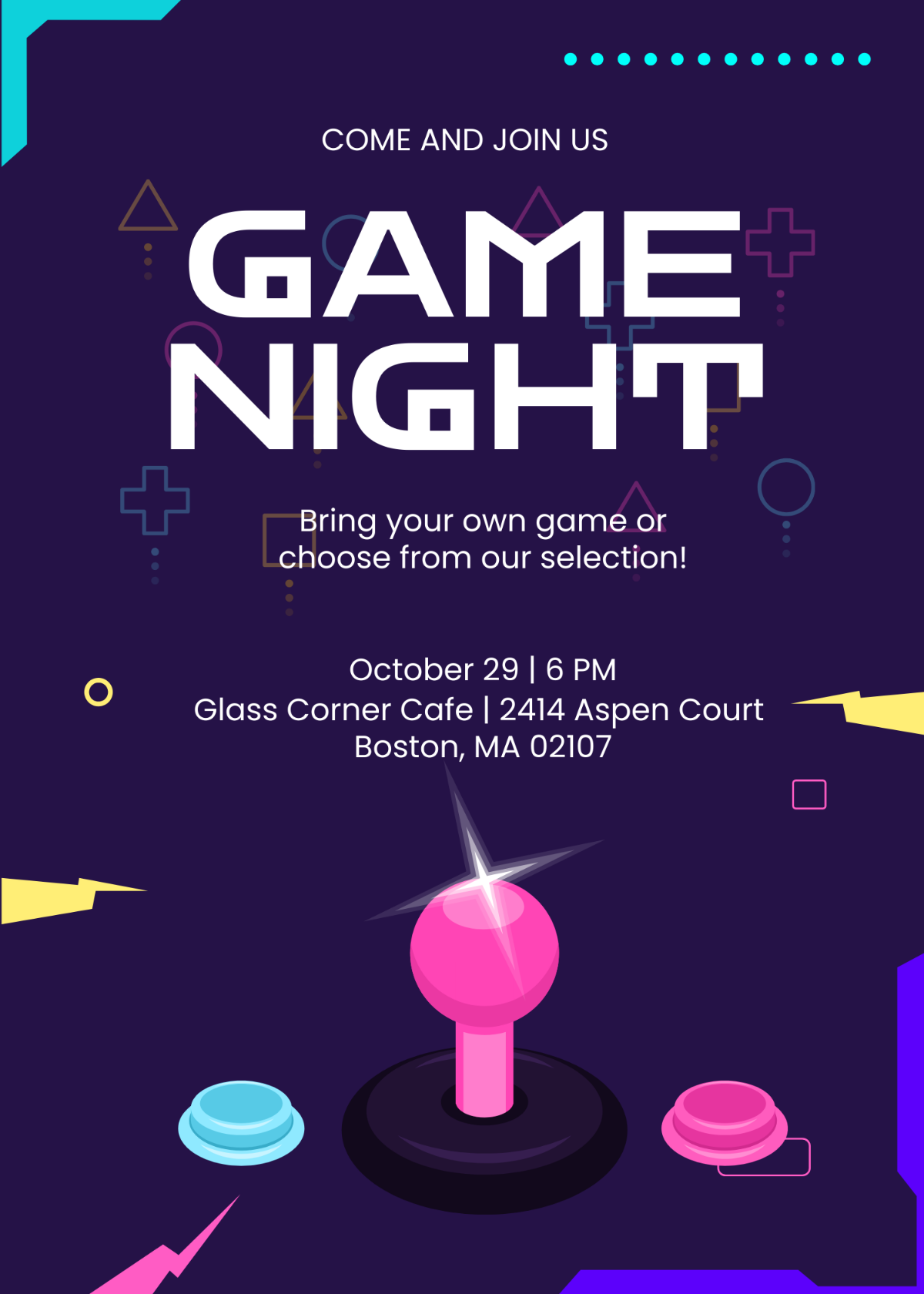 Colorblock Game Night Invitation