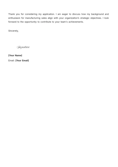 Free Manufacturing Sales Manager Cover Letter to Edit Online