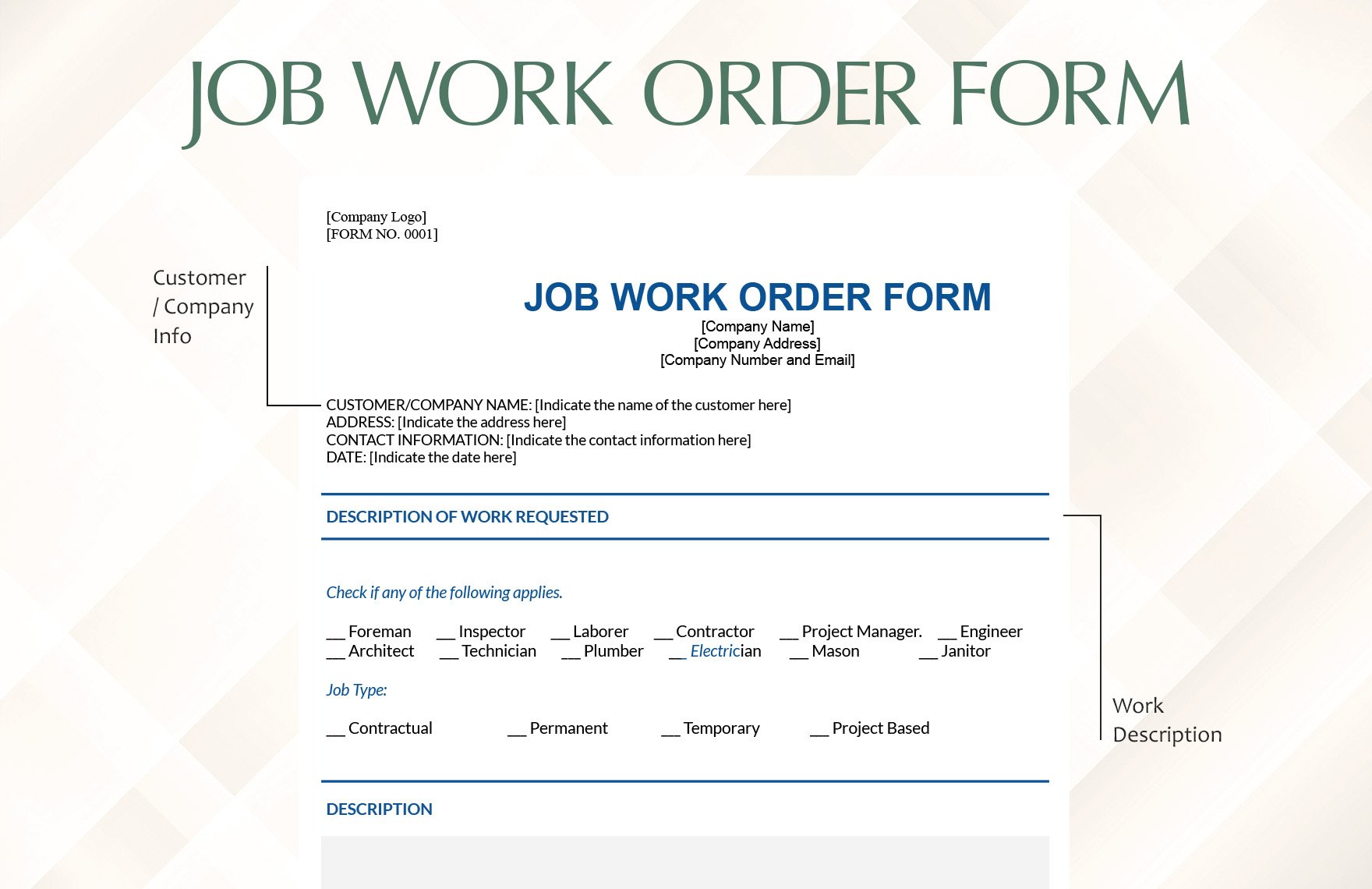 Job Work Order Form Template