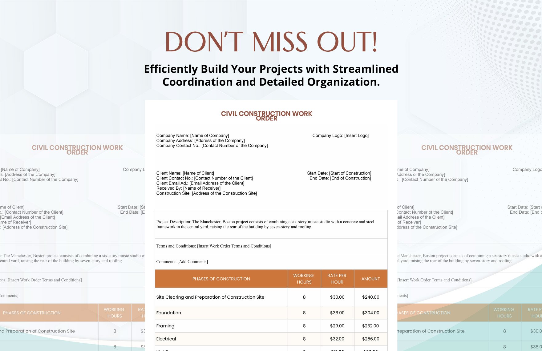 Civil Construction Work Order Template