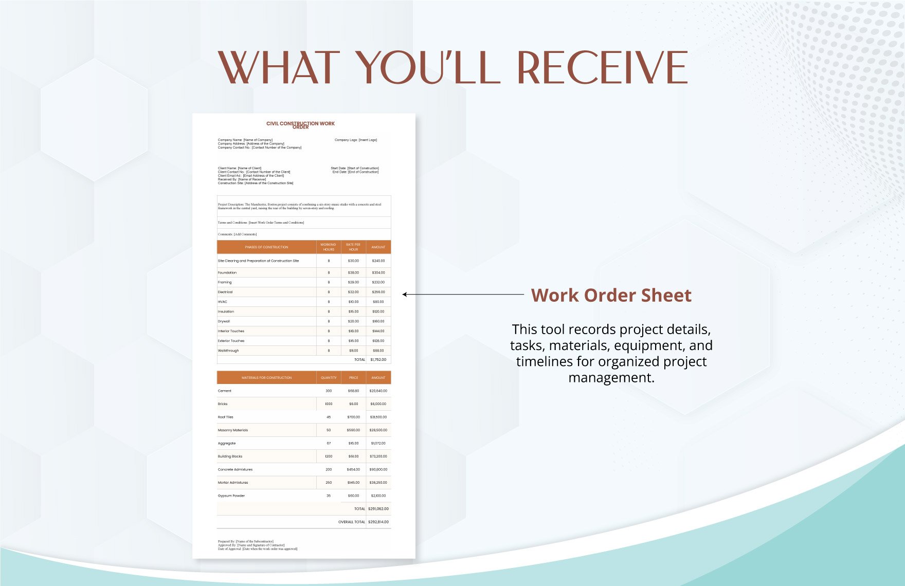 Civil Construction Work Order Template