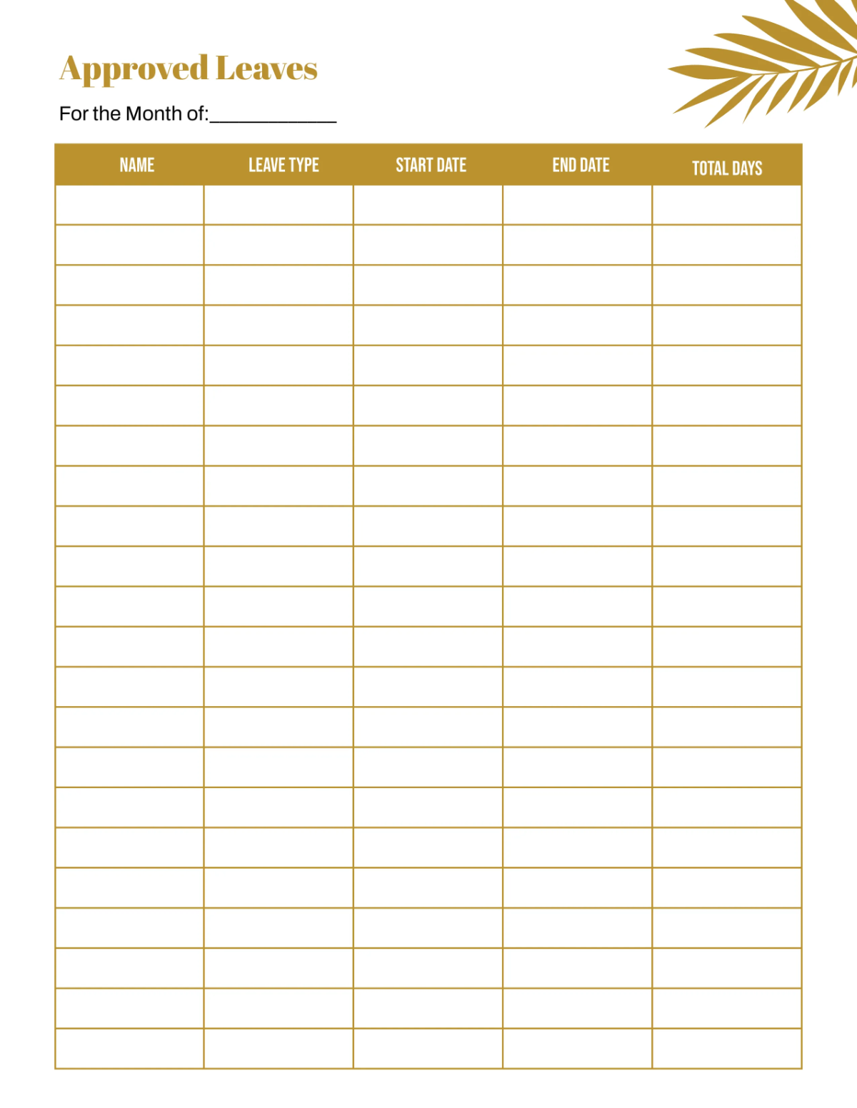 Free Hotel Leave Planner Template to Edit Online