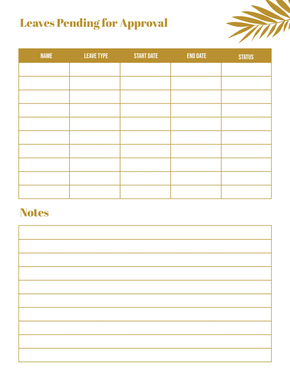 Free Hotel Leave Planner Template to Edit Online