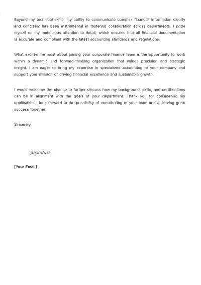Free Accounting Specialist Cover Letter to Edit Online
