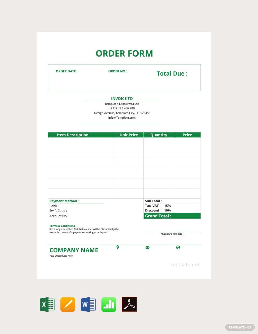 Food Order Form Template - Google Docs, Google Sheets, Excel, Word ...