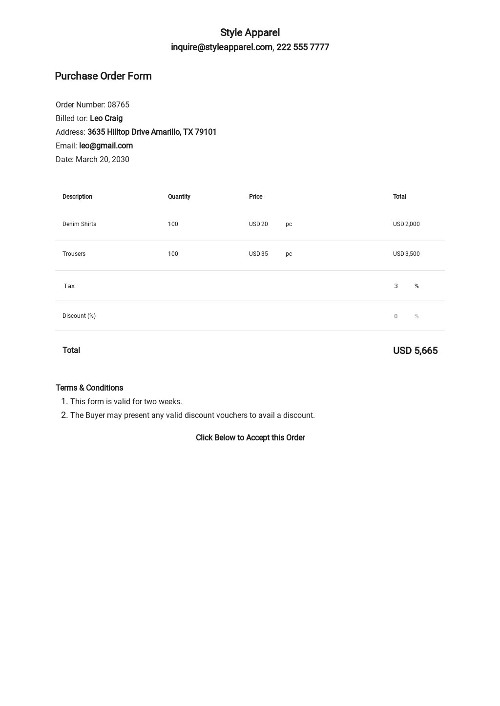 FREE Order Form Templates Google Docs Template net