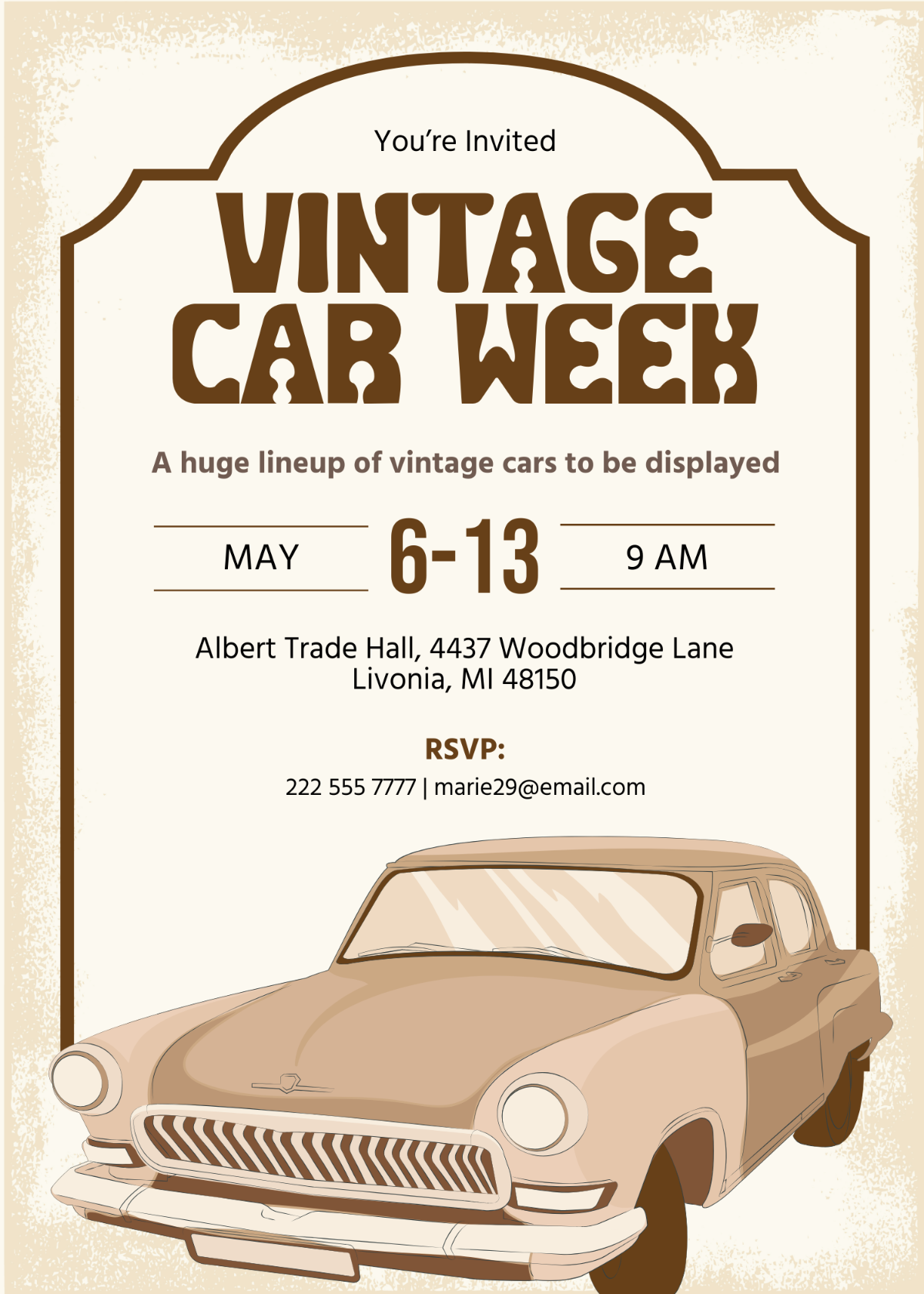 Vintage Car Invitation Template - Edit Online & Download