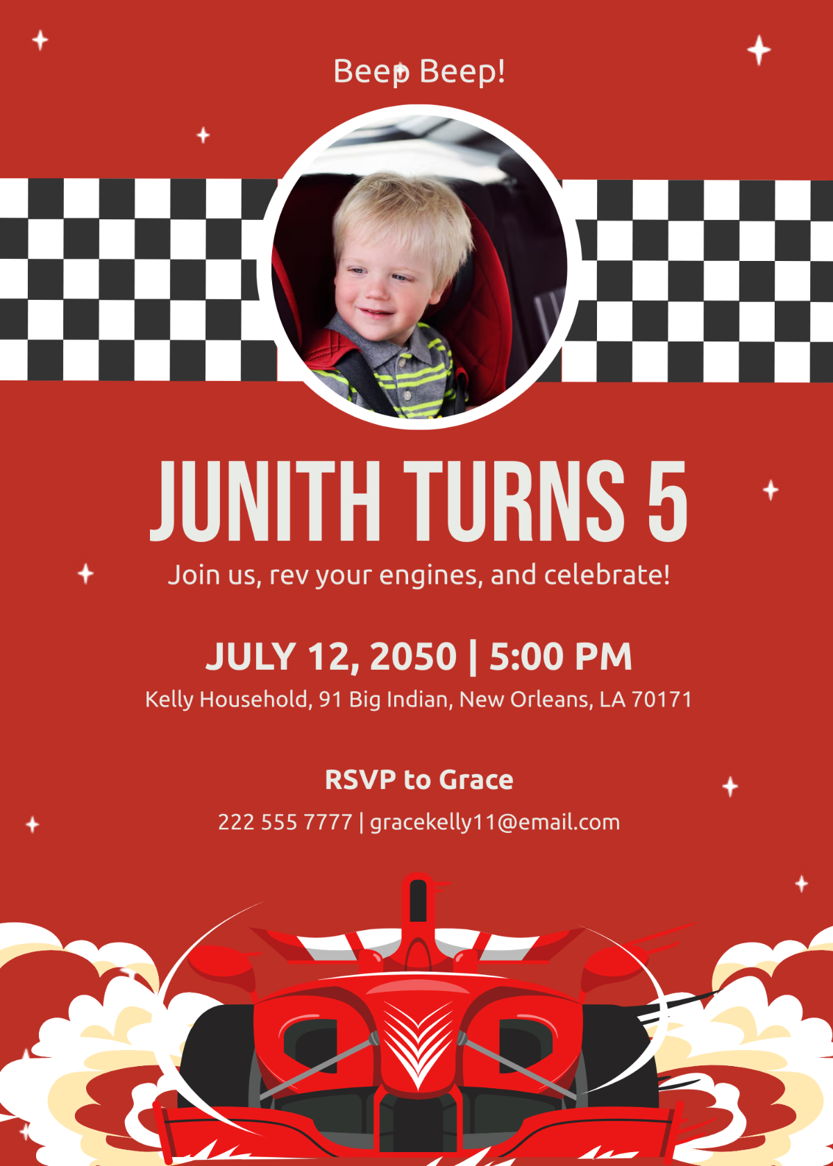 Kids Car Invitation Template - Edit Online & Download