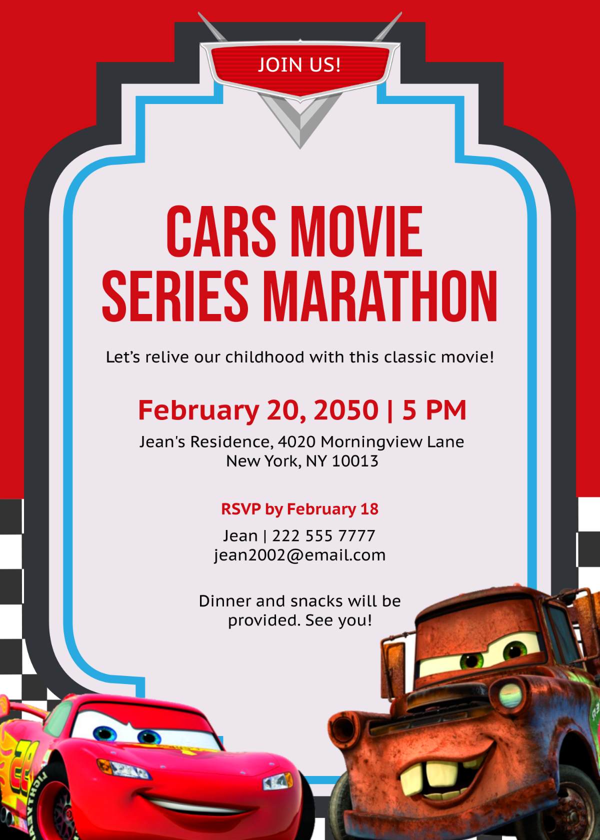 Disney Car Invitation Template - Edit Online & Download