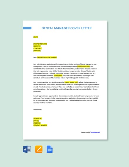cover letter for dental practice manager