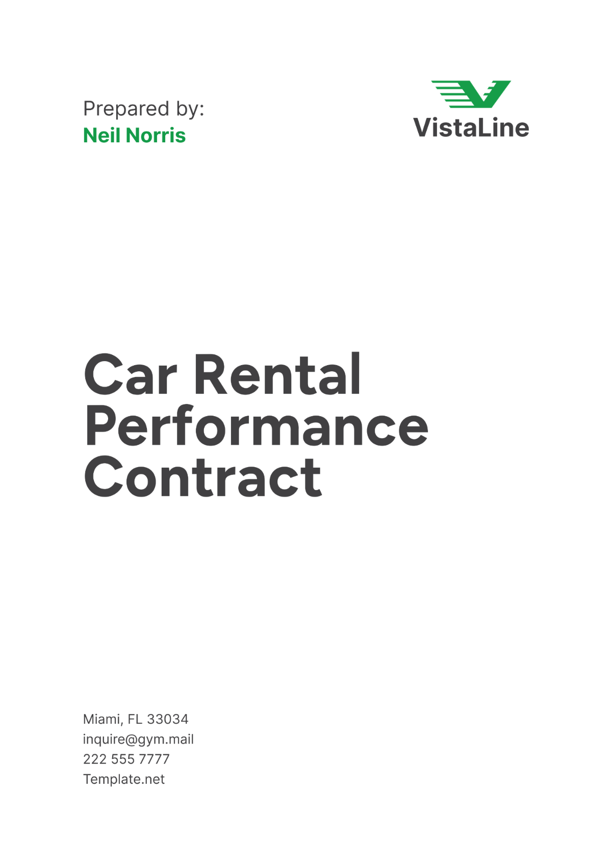 Car Rental Performance Contract Template - Edit Online & Download