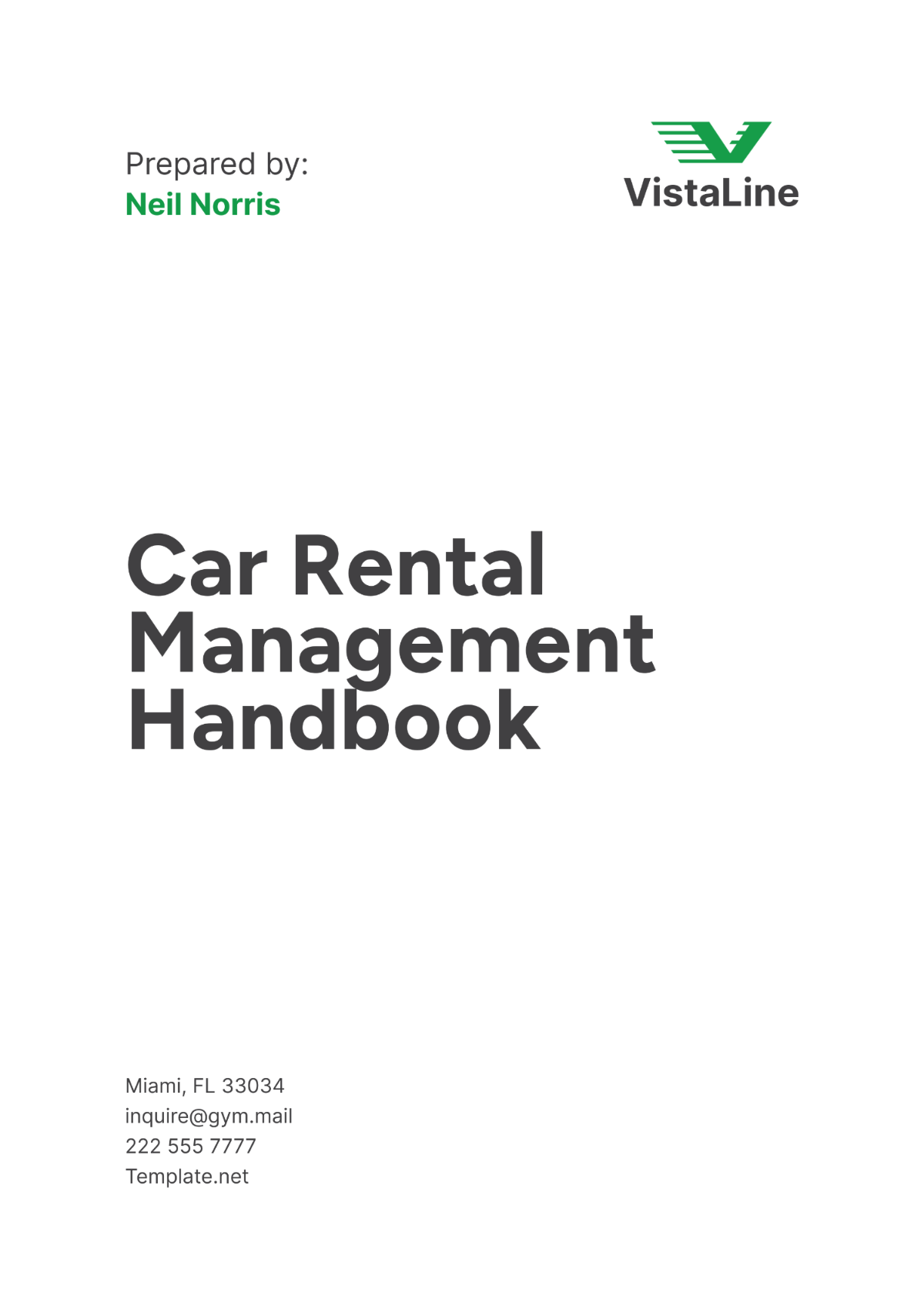 Car Rental Management Handbook Template