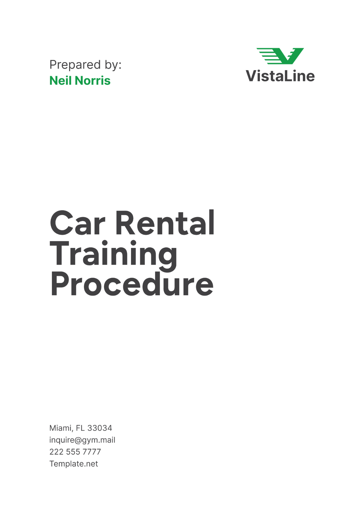 Car Rental Training Procedure Template