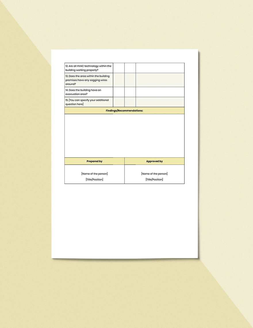 General Fire Safety Inspection Checklist Template