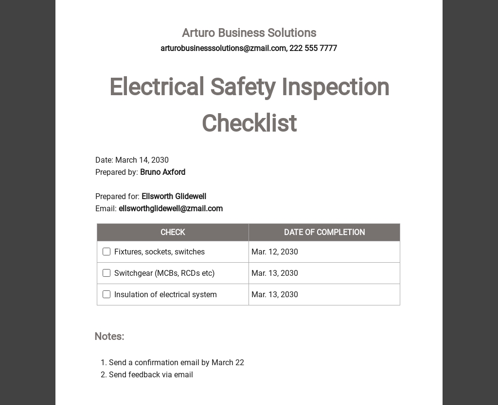 Electrical Safety Inspection Checklist