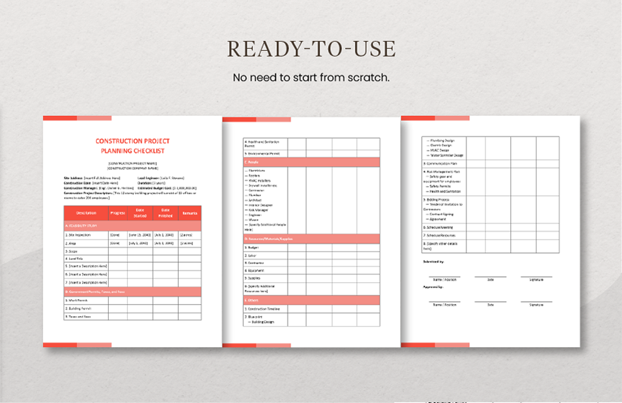 Construction Project Planning Checklist Template
