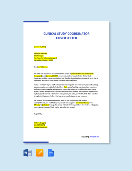 FREE Clinical Nurse Coordinator Cover Letter Word Google Doc
